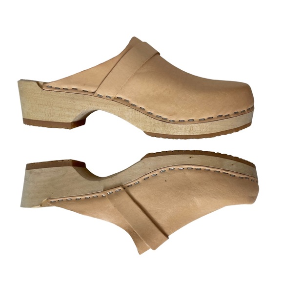 Lotta From Stockholm Tan Clogs Size 10.5 Heel Wooden - Picture 5 of 12